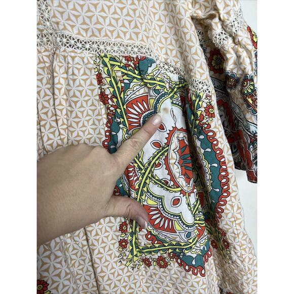 Umgee Women’s Babydoll Tunic Shirt Size Medium Y2K Crotchet Boho 90’s Multicolor - Picture 5 of 8